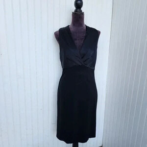 NWT Stile Benetton Women Black Sleveless V-neck Cocktail Pencil Dress Sz M